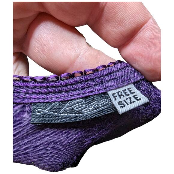 Vtg Y2K L'Pogee Purple Fairycore Renaissance Satin Lace Up Back Maxi Dress OS XL - Picture 4 of 4
